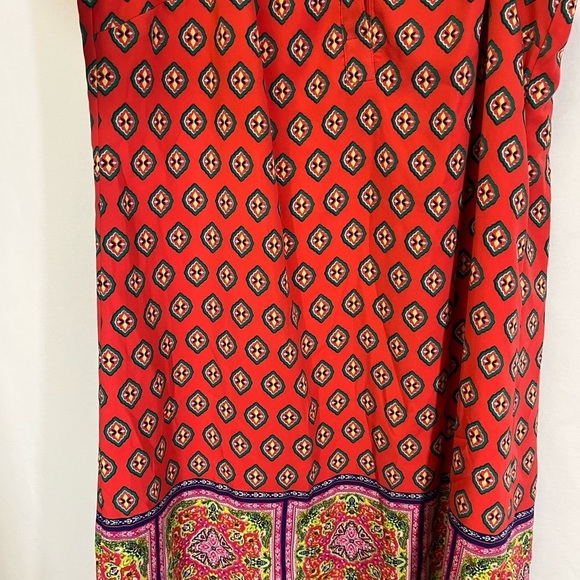 Skies Are Blue Mini Tank Dress Orange Retro Print Sheath Dress Strappy Size L - Picture 8 of 8